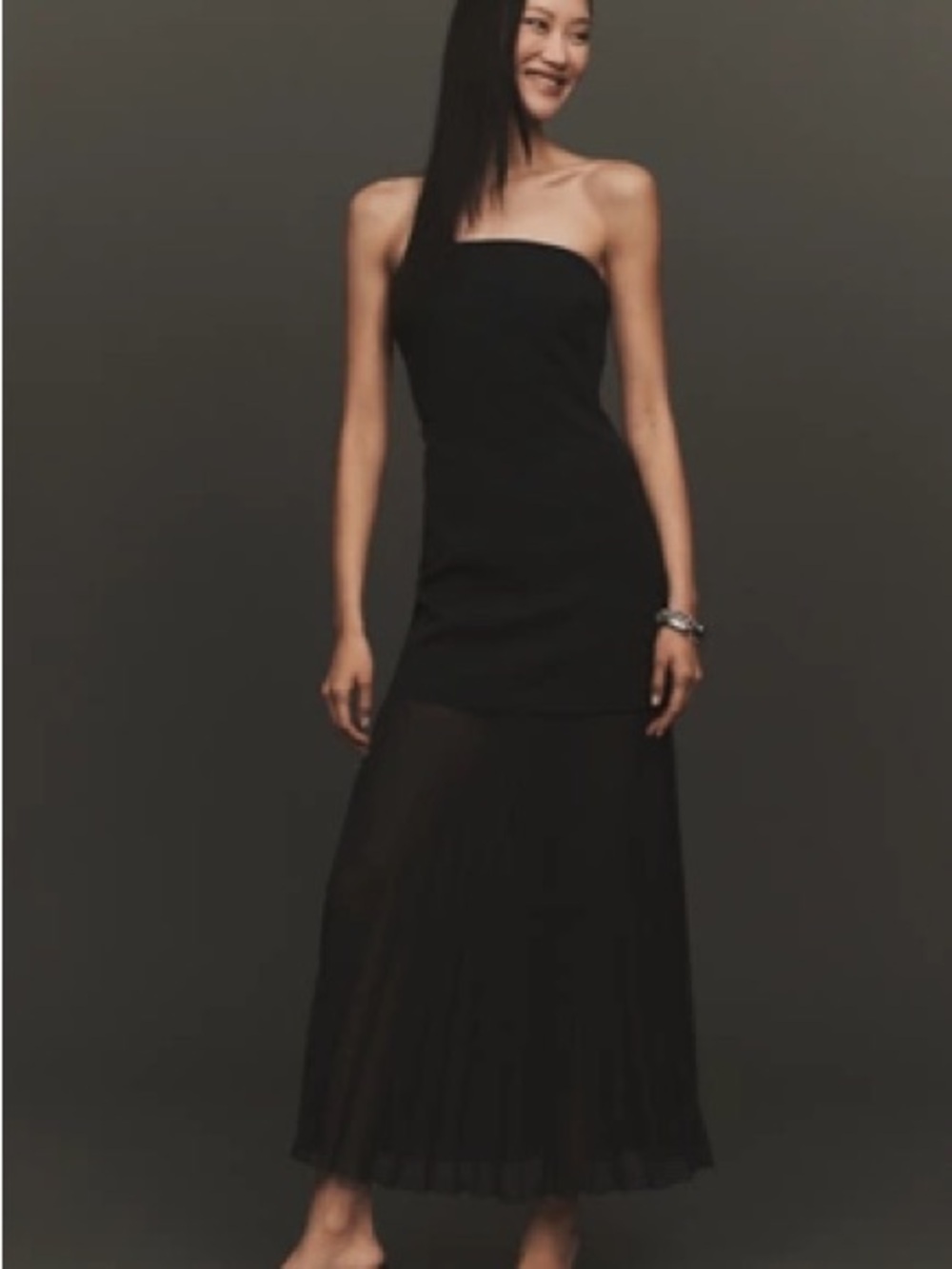 Anthropologie Black Strapless Maxi Dress
